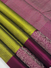 Citron Green Soft Silk Saree with Raspberry Pallu
